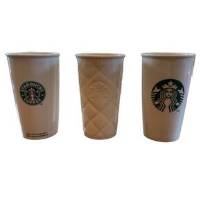 Set of 3 Vintage Variety Starbucks Ceramic White Siren Logo Travel Mugs